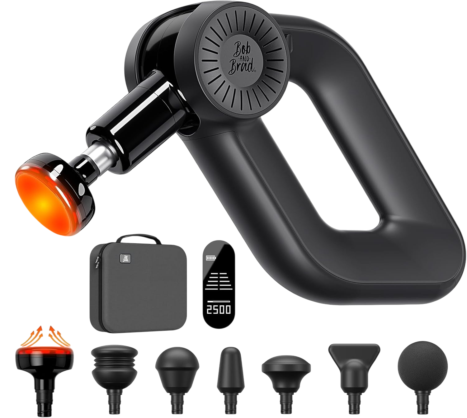 BOB AND BRAD D6 Pro Plus massage gun with heat, 16mm amplitude deep tissue percussion massager for athletes